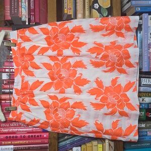 J. Crew Orange Floral Taffeta Skirt Size 10